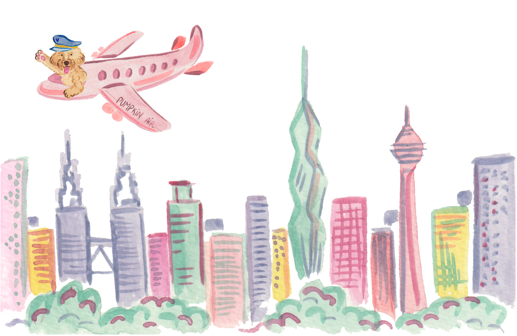 Image of Kuala Lumpur with Pumpkin as pilot of plane